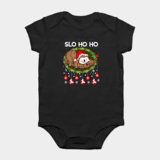 Christmas Sloth Santa Slo HO HO Baby Bodysuit